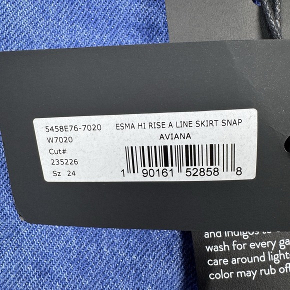 PAIGE Blue Jean Mini Skirt Women 24‎ Esma High Rise A-Line Snap Front Cotton NWT - Picture 5 of 11